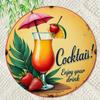 Vintage Tropical Metal Round Wall Sign 2D Retro Bar Cafe Home Kitchen Decor Tin Plate Cool Drink Summer Theme Art