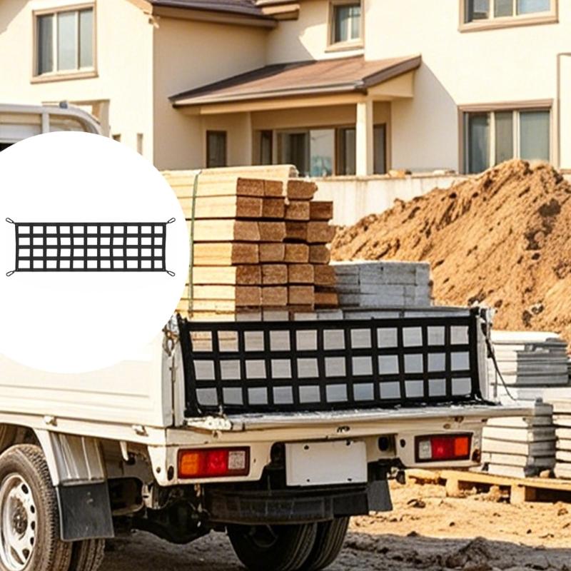 Universal 60X18 Inch TPE Truck Bed Cargo Net with Quick Assembly Kit Suitable for Secure Load Retention On Rough Road