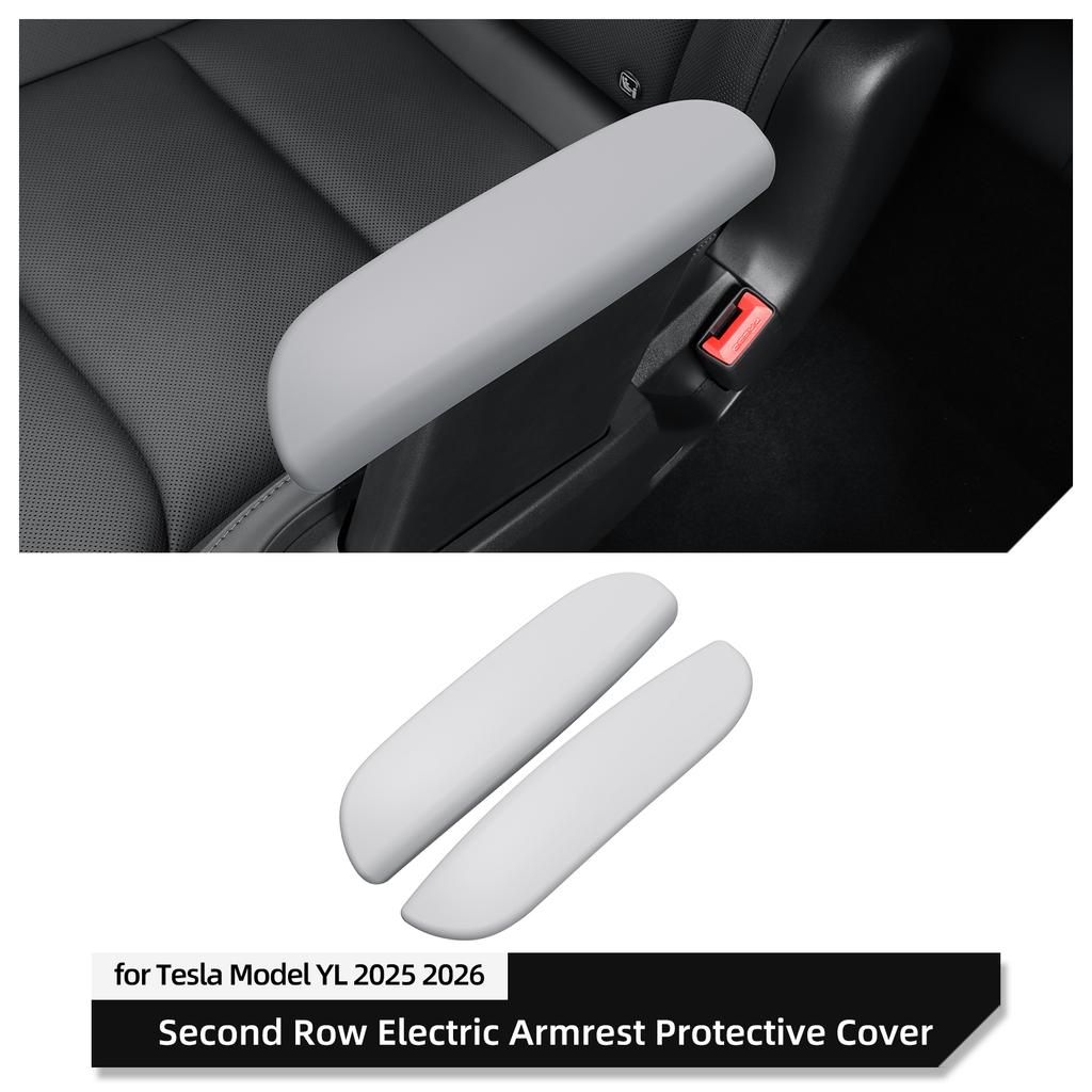LUCKEASY for Tesla Model YL 6Seats 2025 2026 Car 2nd Row Electric Armrest Protective Cover Silicone Accessories Black