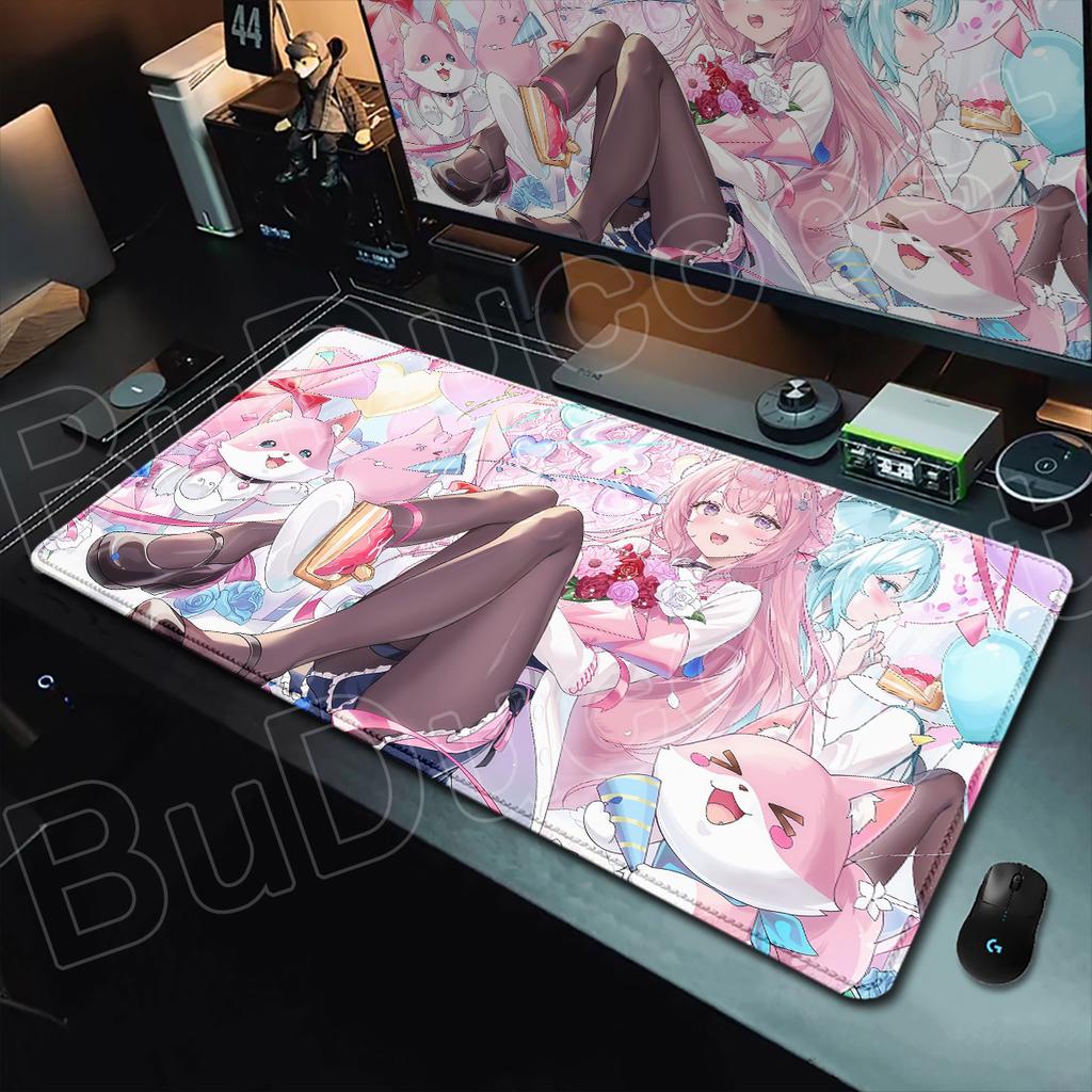 Hololive Kawaii Hakui Koyori Mouse Pad Locking Edge Rubber Gamer Balance Laptop Mat Decoracion Desk Carpet 900x400mm Office Rug