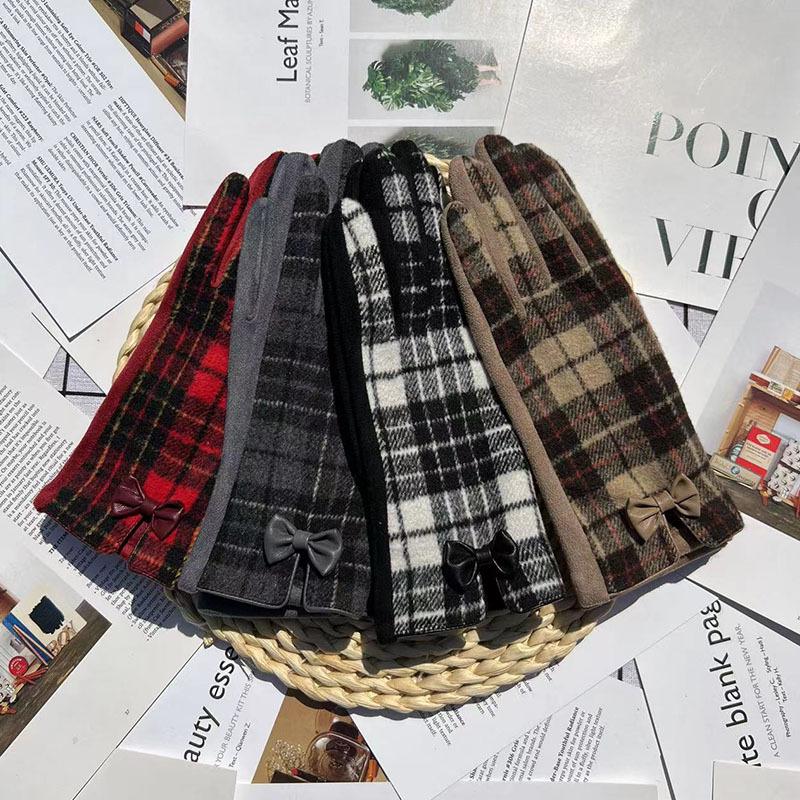 

Термоперчатки из шерстяной замши Перчатки для велоспорта Перчатки с бантом для сенсорного экрана Перчатки с термобархатом average size