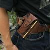 TOURBON Smartphone Pouch, Leather, Smartphone Holder, Belt Loop, Tool Pouch, Multi-functional, Holds Pliers, Pen, Flashlight, Keys