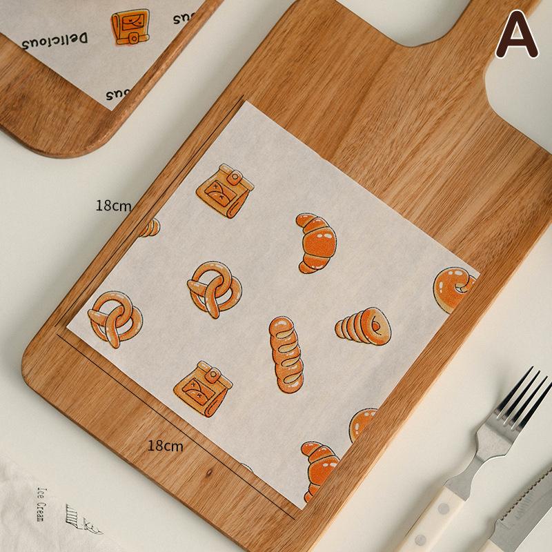 

100 шт. листов вощеной бумаги для пищевых корзин, подкладка для торта, напечатанная жиронепроницаемая бумага для деликатесов для упаковки хлеба, бургеров