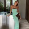 Spring and Summer New Personality Street Sleeveless Tube Top Striped Print High Waist Slim Dress
