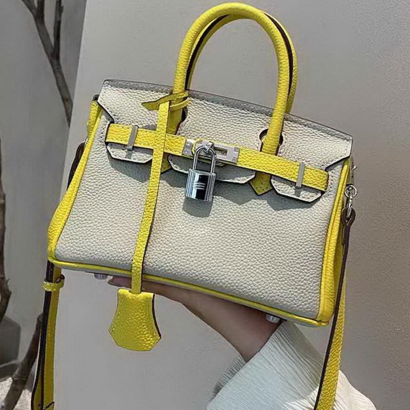 Damentasche aus echtem Leder, farblich passende Tasche aus Togo-Leder mit Top-Grain-Rindsleder, europäische und amerikanische Handtasche für Damen