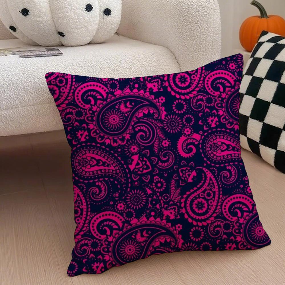 Painted Design P-Paisleys Cushion Cover Throw Pillow Cover Hidden Button Durable Polyester Chair Cushion