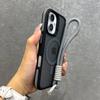 Luxury With Lanyard Matte Phone Case For 11 12 13 14 15 16 17 Pro Max Plus Air Magnetic Bumper Back Cases Cover