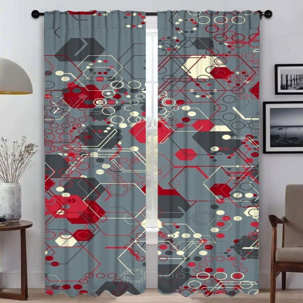 Painted Design Blackout Curtain for Room 2 Panel Elegant Room Curtains Tulle for Bedroom Home Interior Curtains Shades Partition