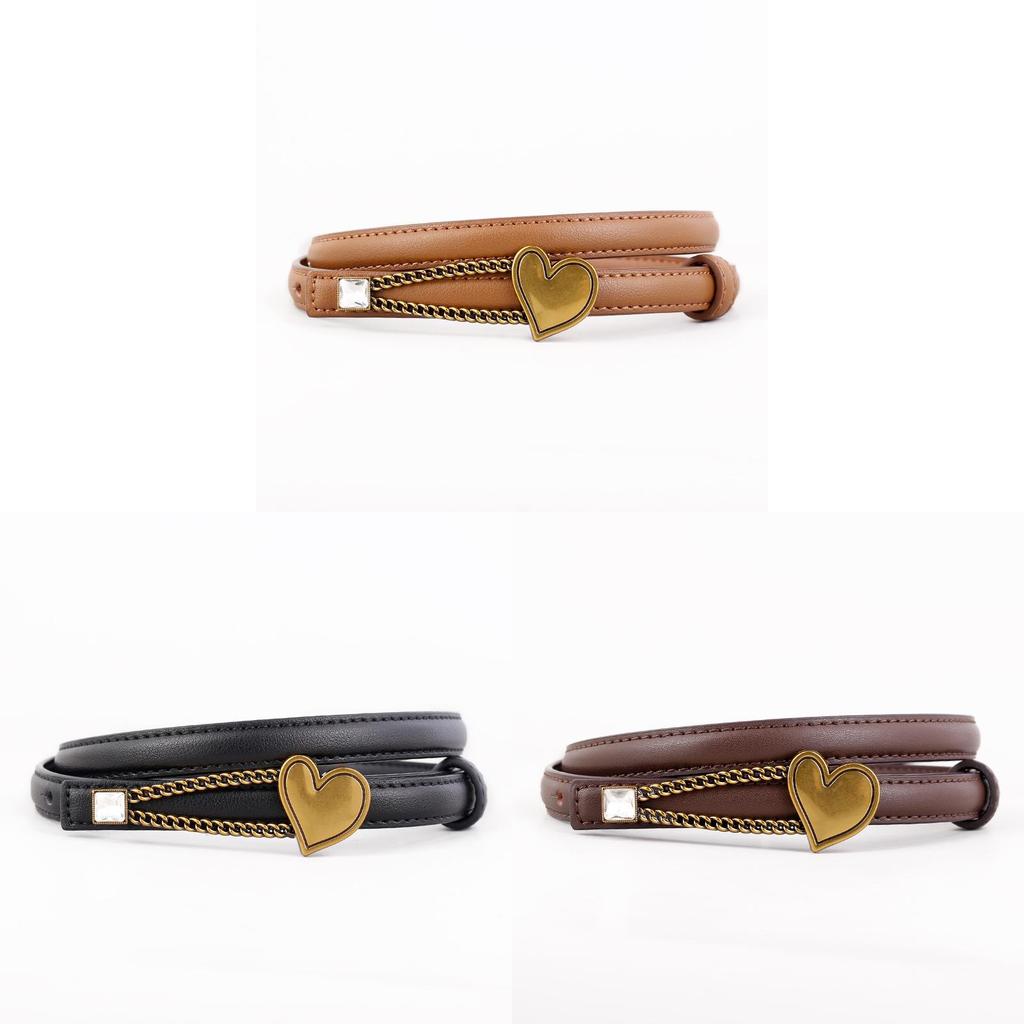 Womens Leather Belt With Heart Chain For Casual And Office Wear