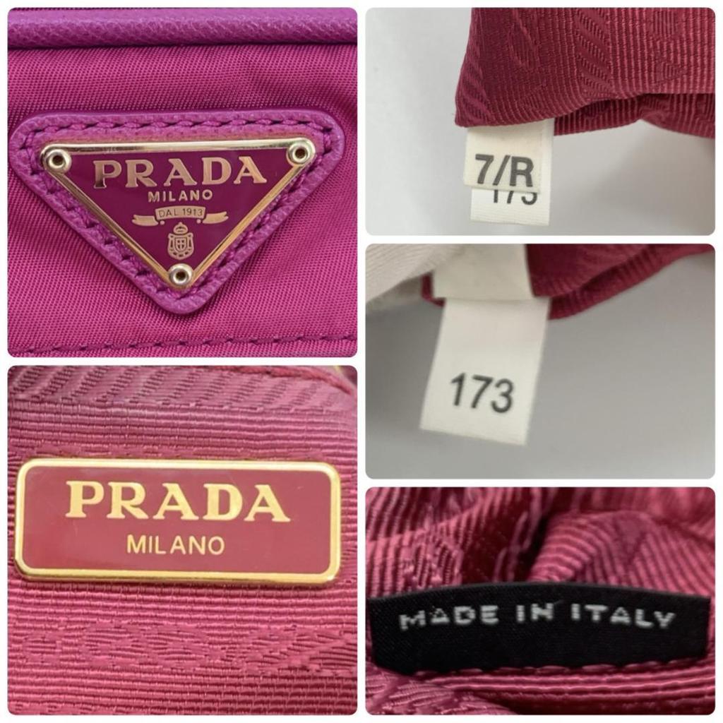 PRADA Shoulder Bag Pochette Crossbody Diagonal Strap Tessuto Nylon Gold Hardware Leather Pink Women's Triangle Logo Plate