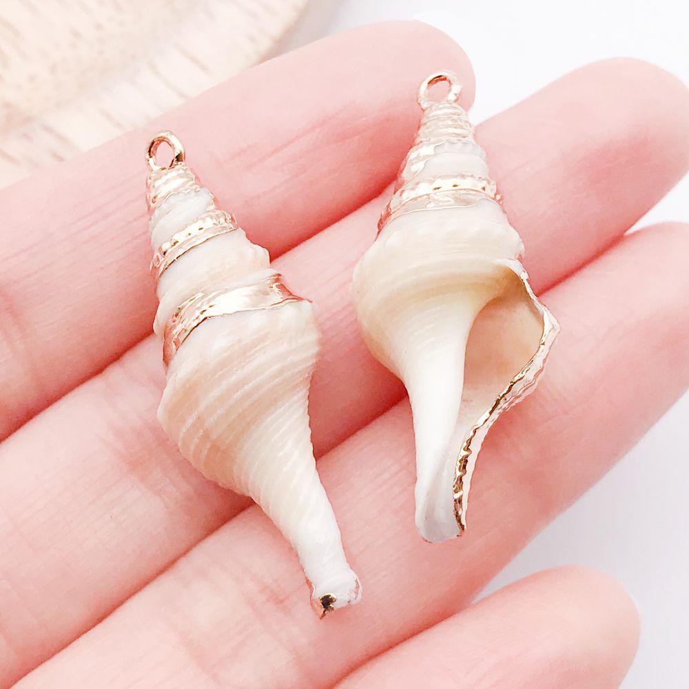 White & Yellow Electroplated Ocean Shell Conch Pendant Charm for DIY Jewelry