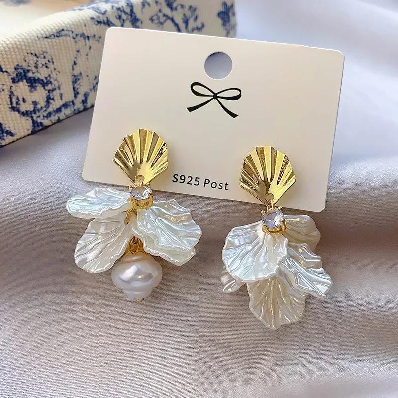 Exaggerated Metal Glossy Irregular Distorted Geometric Large Earrings for Women  Fashion Personality Party Vintage Zircon Gifts