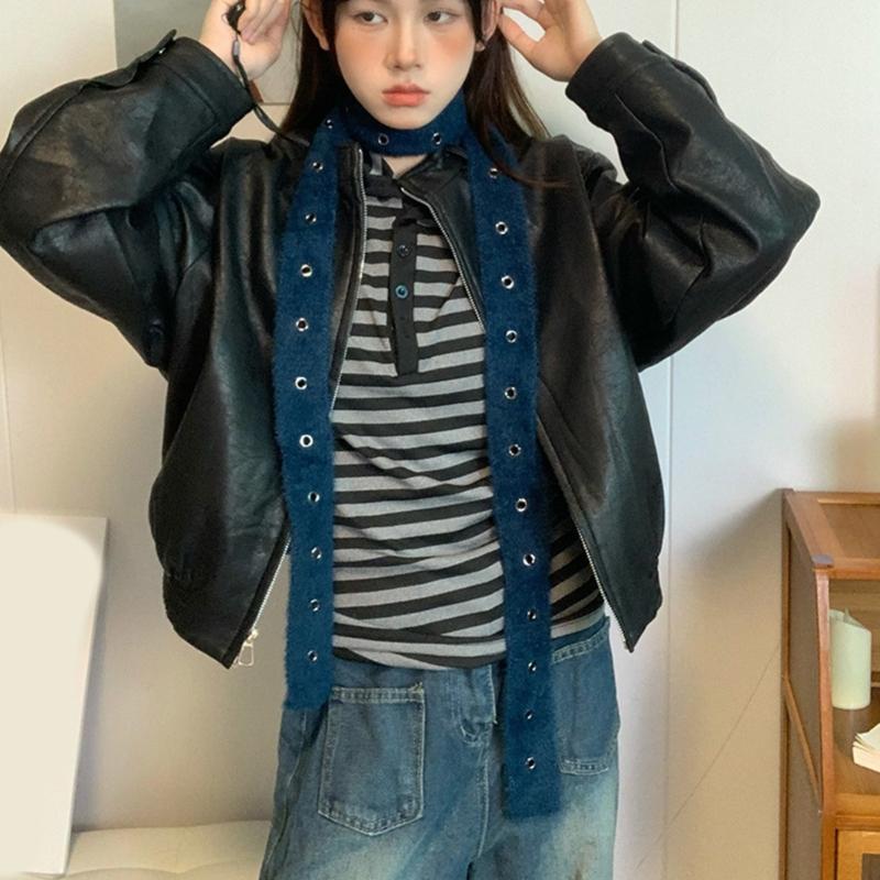 Hollows Knitted Plush Scarf Long Stripe Winter Wrap Acrylic Blend Soft Unisex Accessory For Women Men Kids