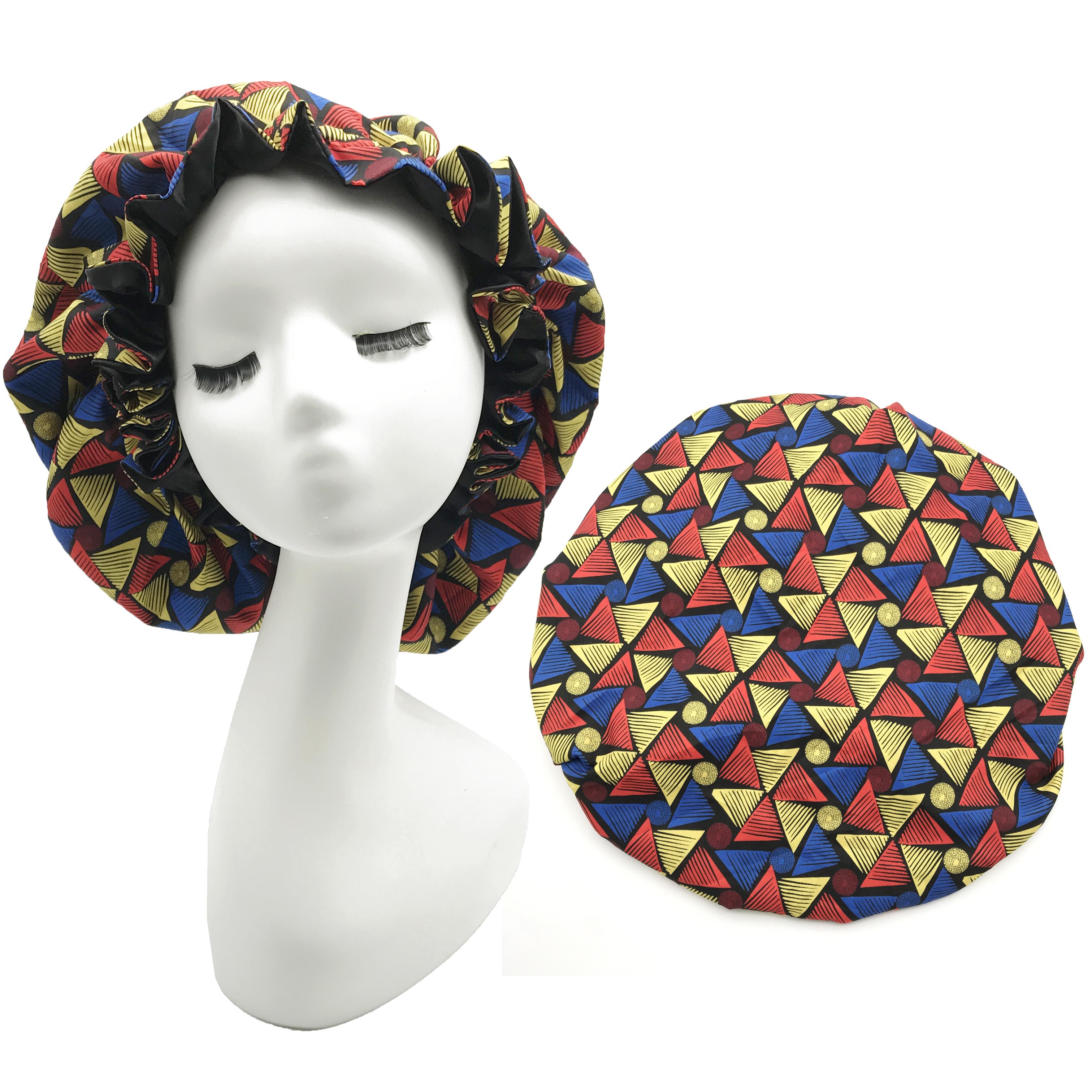 Wholesale Large Size Silk African Bonnet Double Layer Designer Bonnets Colorful Satin Hair Bonnet