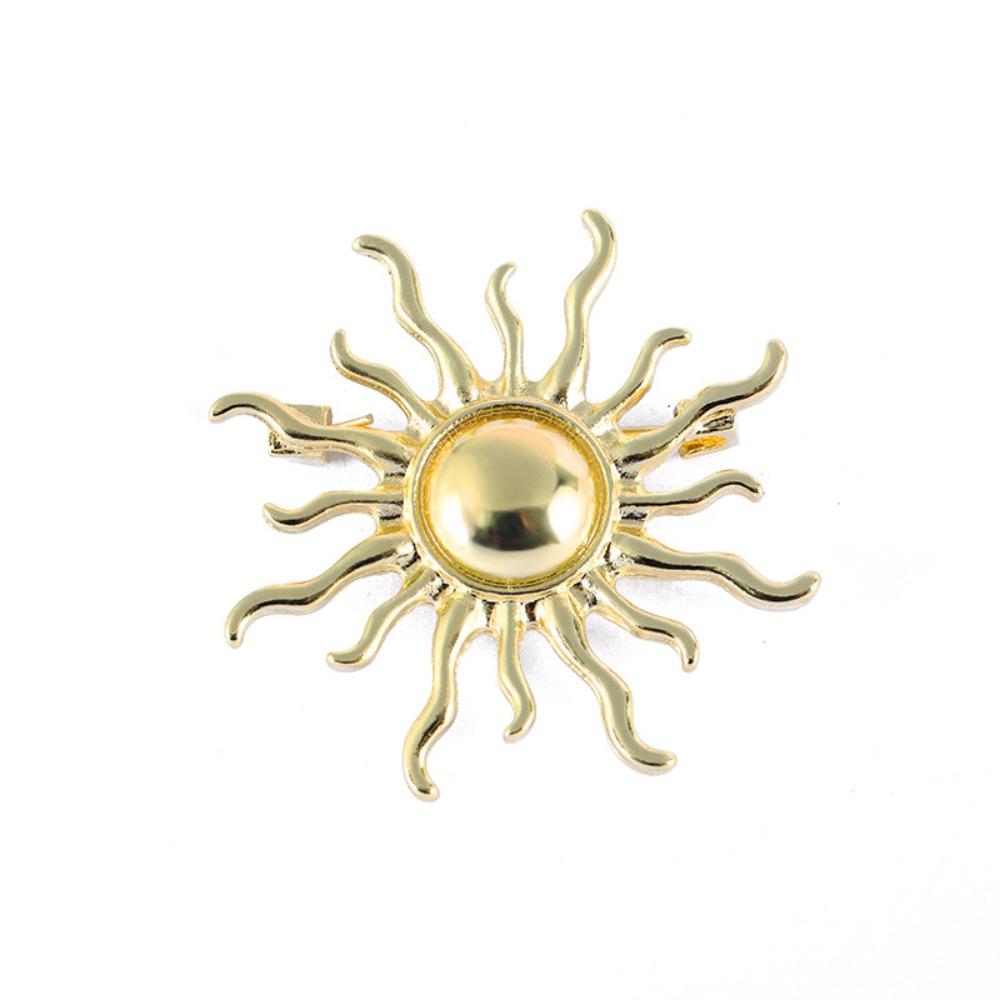 

Minimalist Gold Color Sun Shape Brooch Retro Style Antique Jewelry Sunflower Pins Brooch Metal Enamel Sun Pins Lady Jewelry золотий