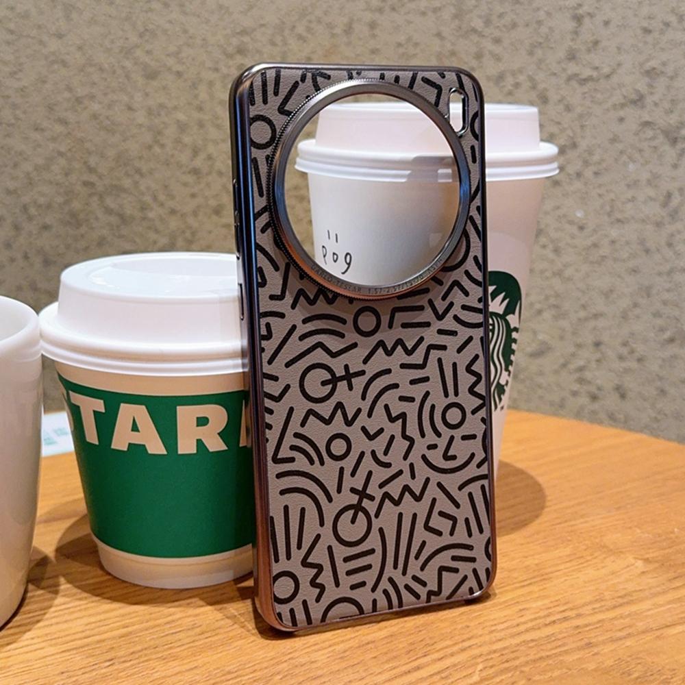 For vivo X200 Pro 5G Case Creative Doodle Leather Electroplated Phone Back Cover