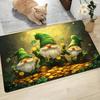 Valentine St. Patrick's Day Door Mat Carpet, Green Forest Dwarf Golden Clover Print Non-Slip Flannel  Kitchen Living Room Decor