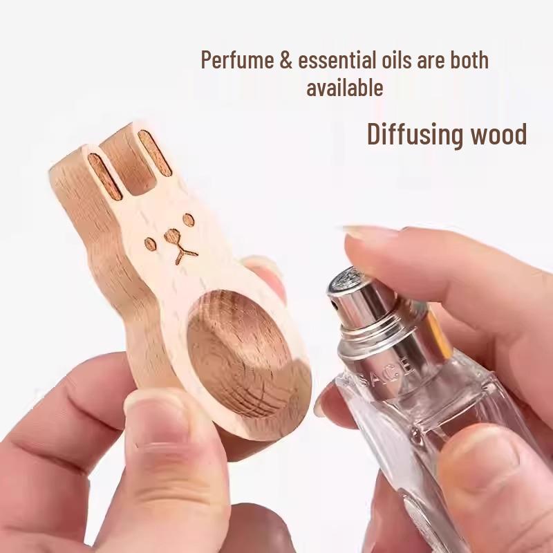 Wooden Rabbit Diffuser with Essential Oil Sticks for Long-Lasting Aromatherapy in Home, Bedroom, or Wardrobe.