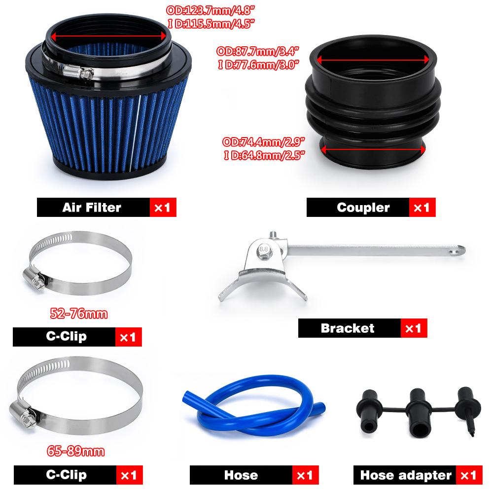 Cold Air Filter Intake Pipe Kits Power High Flow Car Plastic Air Filter Air Intake Pipe For 92-00 Honda Civic EG EK Auto Parts