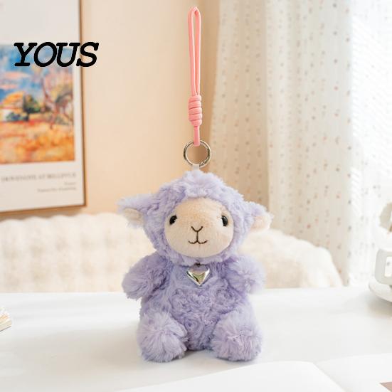 Comforting Sensory Toy Cute Sheep Plush with Heart Pendant, Macaron Color Lamb Doll Valentines Day Gift for Her Comfort & Cuddling, Soft