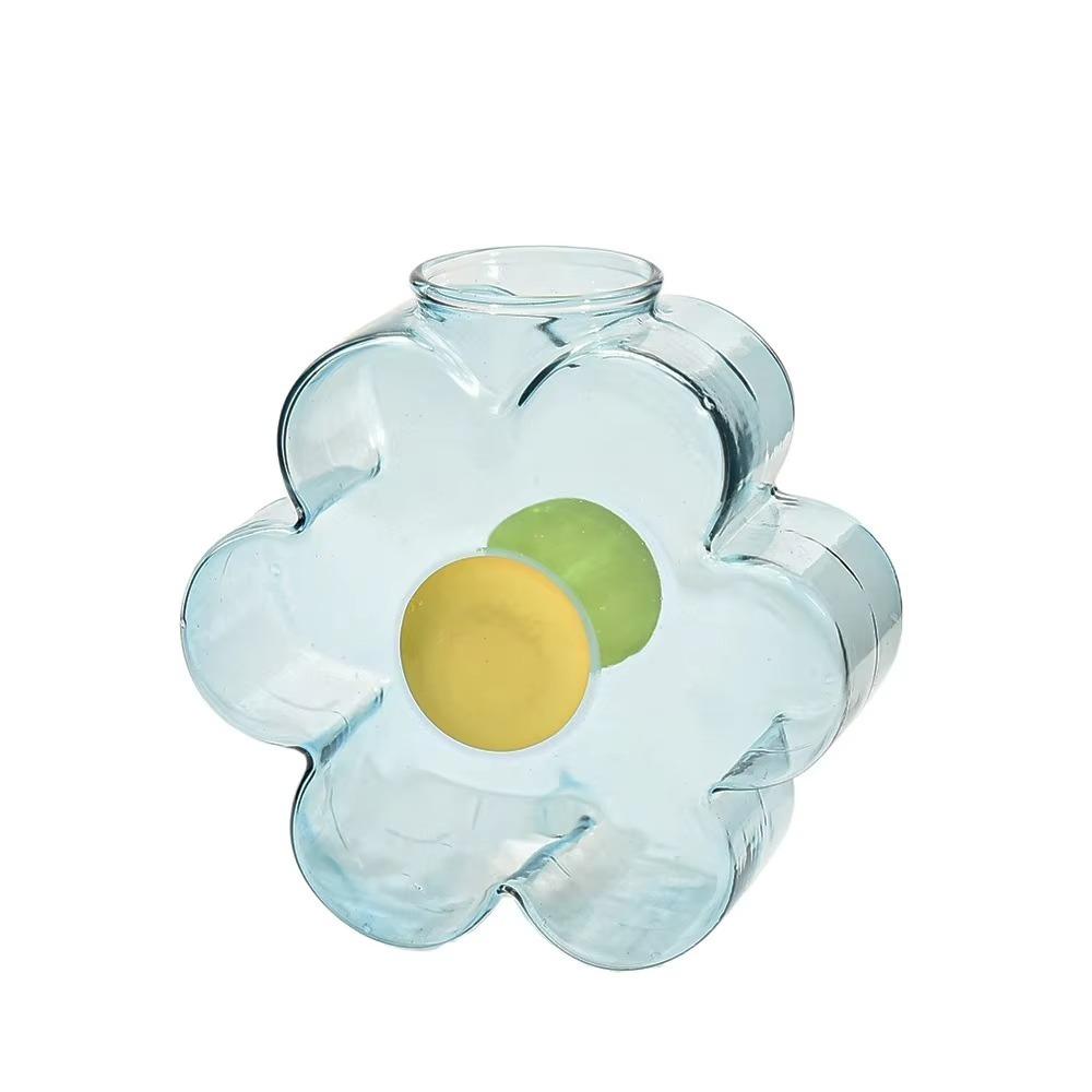 

Stable Thickened Glass Flower Bottle Smooth Surface Glass Plant Pot Nordic Plant Propagation Vase синий