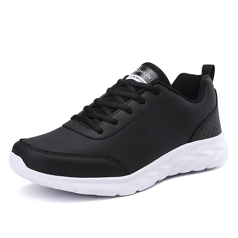 Fashion Men Running Shoes Waterproof Leather Sneakers Outdoor Sport Shoes Men Lightweight Walking PU Leather Casual Sports Shoes