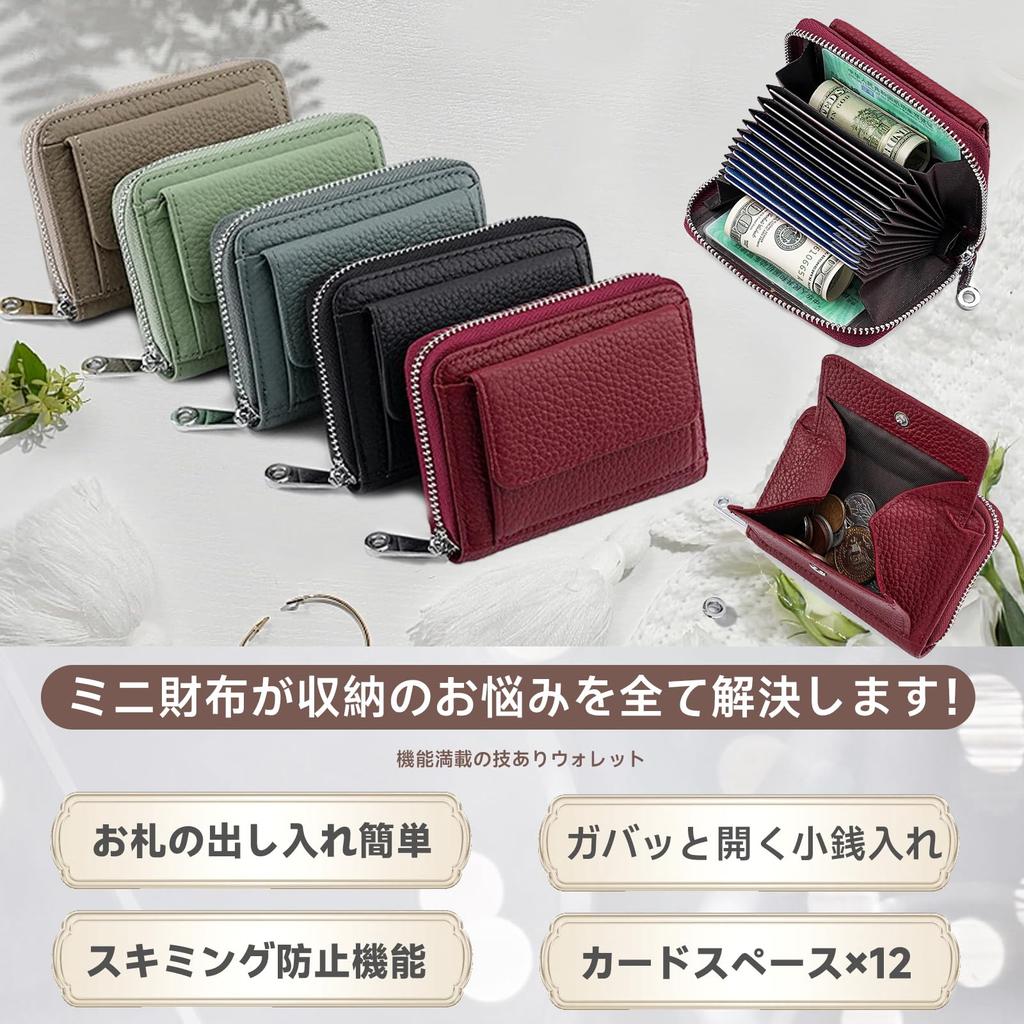 Zabatoco Mini Bifold Wallet for Men and Women, Card Case, RFID, Anti-Skimming, Coin Purse, Slim, Lightweight, Holds 12 Cards, Accordion-Style, Large