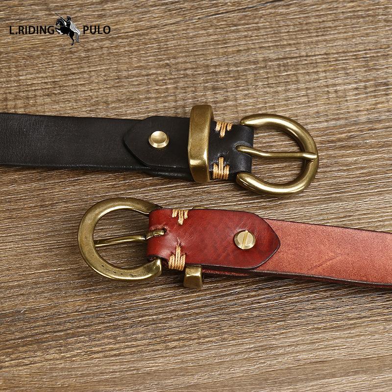 Retro Korean Style Fashion All-match Women's Belt Ladies Copper Buckle Genuine Leather Cowhide Jeans Belt Female