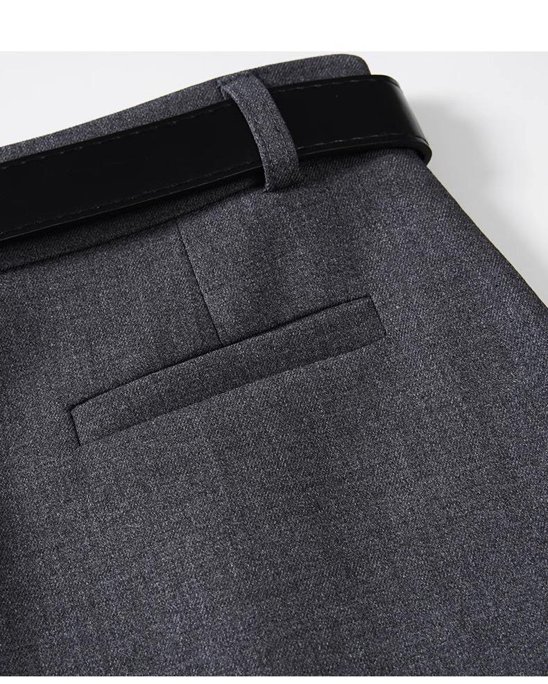 Women's High Waist Gray Half Skirt - 2026 Autumn College Style Slimming, Hip Hugging Petite Short Skirt