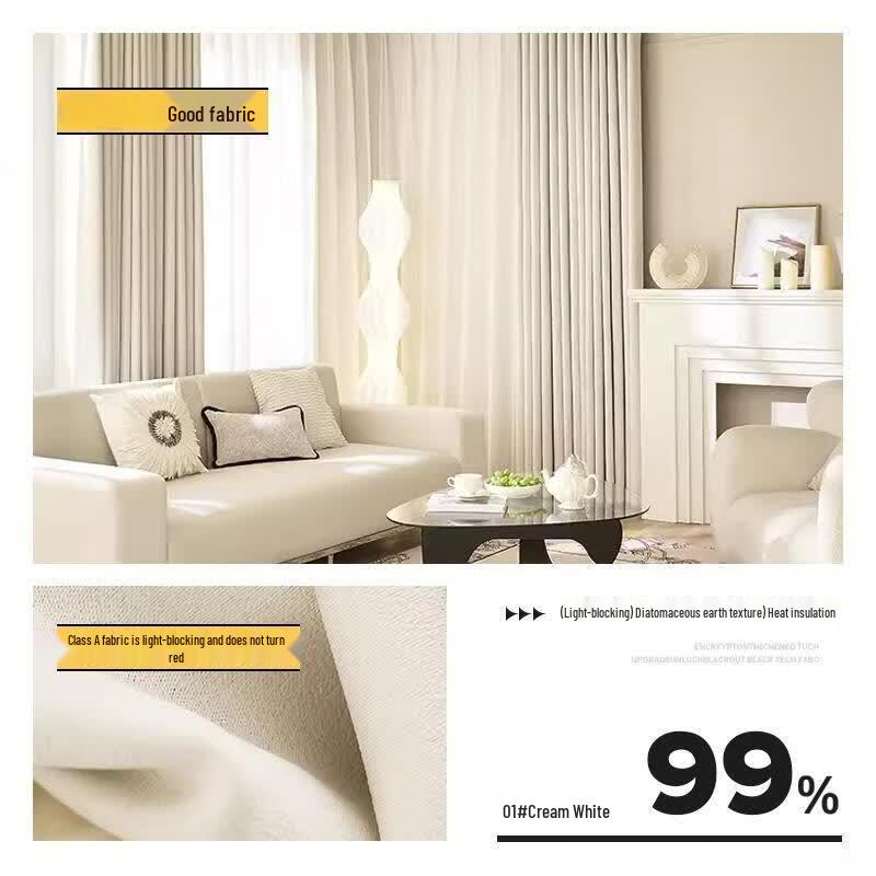 Gureide Full Blackout Cream Style Bedroom Curtain
