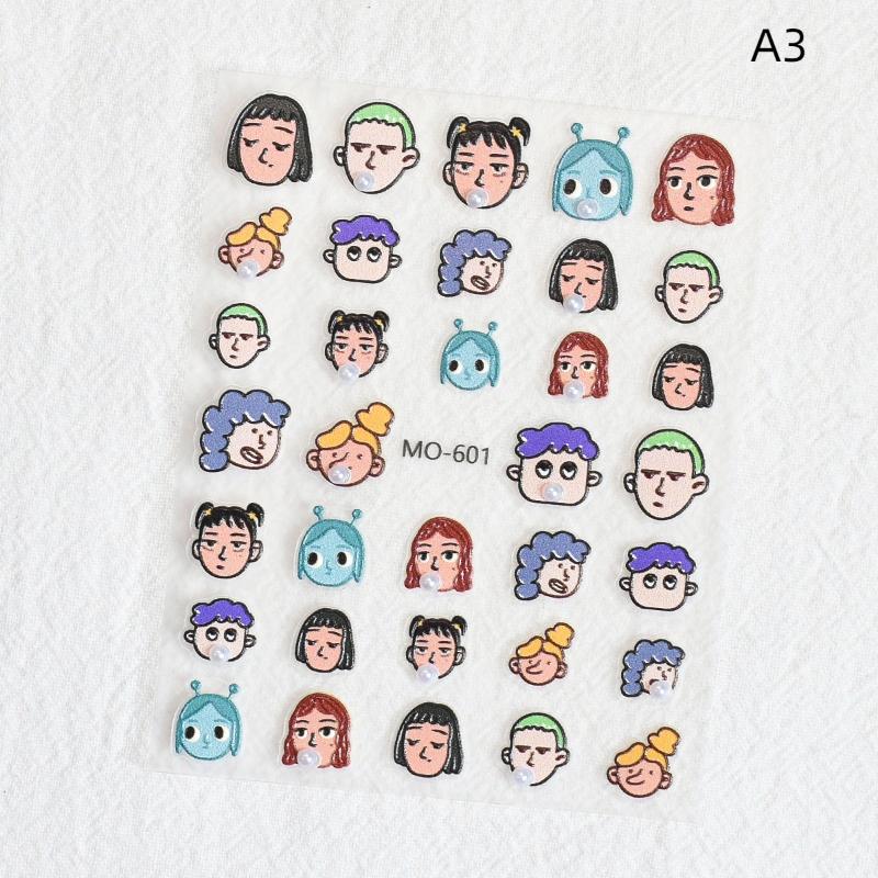 

Cute Nail Charm for Salon Accessories Cartoon Bubble Blowing Girl Nail Art Stickers Summer Themed Manicure Decals