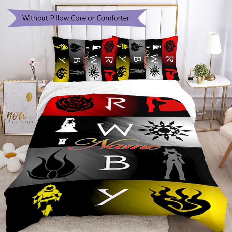 3pcs Custom Name RWBY Volume Bedding Set Duvet Cover Closure Includes 1 Duvet Cover & 2 Pillowcases for All Seasons Bedroom Decor