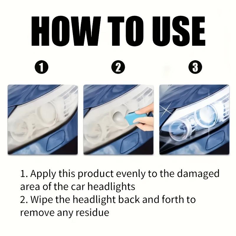 Professional Headlight Restoration Kit, Quick-Acting Gel, Removes Yellowing & Oxidation, Compatible with Halogen LED Xenon Bulbs