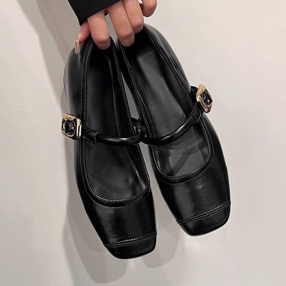 Sheepskin version~ genuine leather retro small man inner height increase shallow mouth single shoes women's French evening shoes Mary Jane small leath