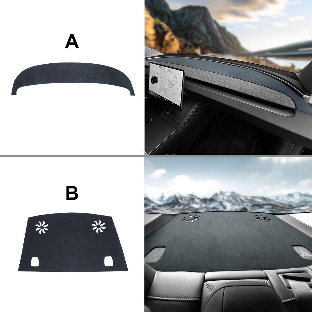 Cubierta de Tablero para Tesla Model 3 Highland 2024-2026, Alfombrilla de Tablero de Franela Antideslizante Anti-UV Protector Solar