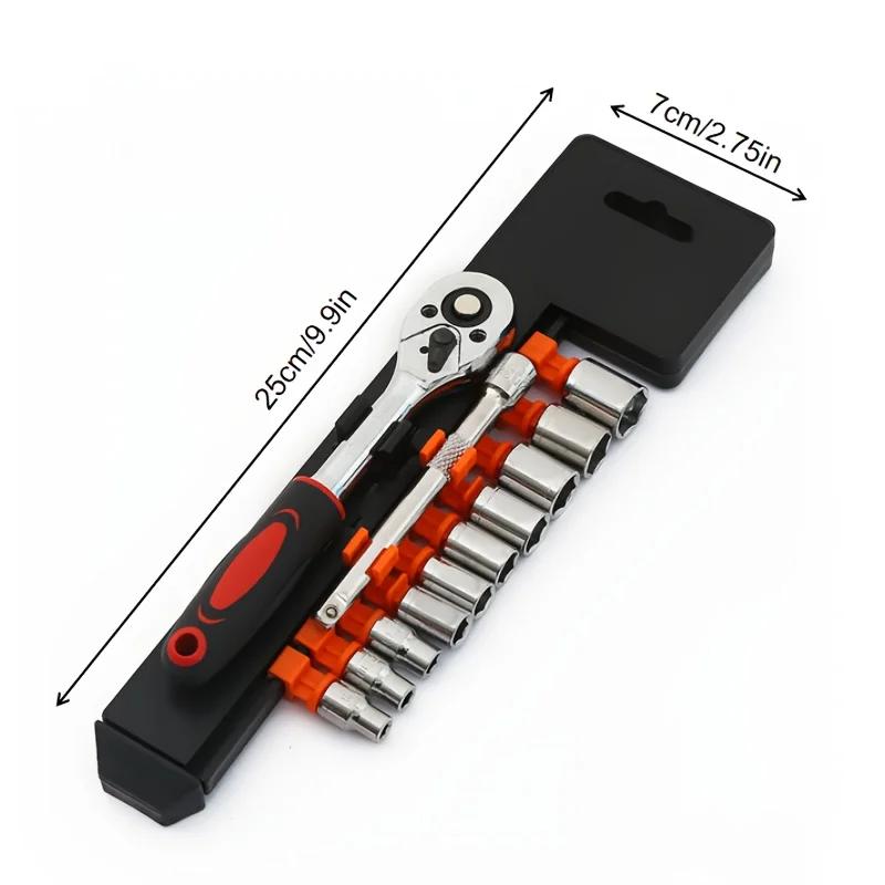 12pcs Ratchet Wrench Set, Quick Repair Tool for Cars and Motorcycles, Auto Repair Socket, Portable Repair Set Accessories
