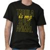 Funny Drunk Joke Tequila Is My Spirit Animal Womens or Mens Crewneck 100% Cotton T-shirt Mens Tees Top Tee
