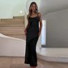 Herbst Damenkleid Kleiner Duftstil Elegant Schlank Satin Patchwork Mesh Unterkleid
