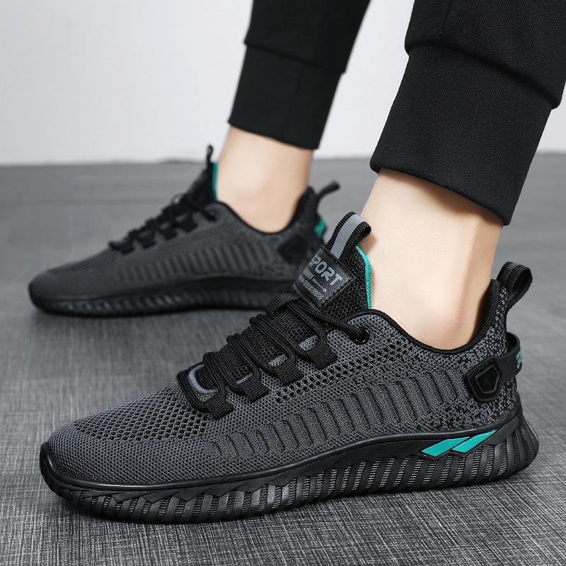 

Мужская обувь Four Seasons Flying Weaving 2025 Лето Новая Уличная Дышащая Спортивная Повседневная Обувь Мужская Верхняя Сетчатая Обувь 44