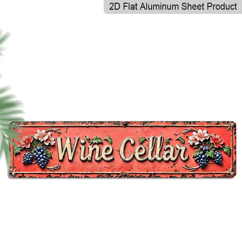 

2D Flat, 1pc Interesting ”red Wine Cellar Decoration Signboard Retro Aluminum Logo Retro Metal Logo Fashion Wall Art Plaque Home Decoration Bathroom 40cm x 10cm