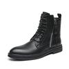 Punk Style Brown Leather Motorcycle Boots High Top Mens Casual Shoes Side Zipper Denim Boots Classics Male Ankle Boots Footwear