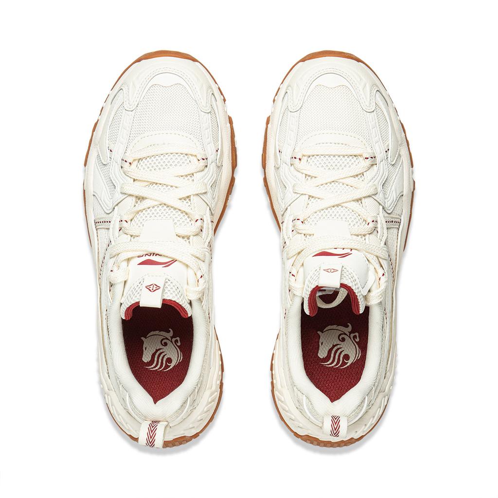 Li Ning Brown Sugar Cushioning Slip Resistant Abrasion Resistant Support Low top Casual Shoes Women's Ecru AGCW098-1