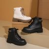Fleece women's single boots, thin short boots, thick heels, spring and autumn cotton boots, autumn and winter new thin Martin boots