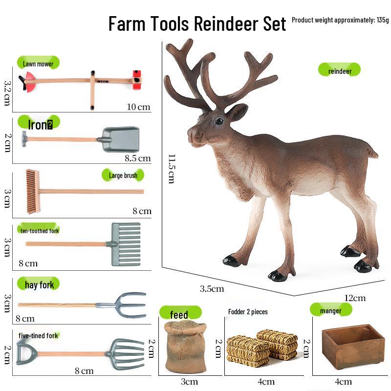 Animal Model Ranch Set: Chicken, Dog, Cow, Sheep, Horse Miniature Toy Scene