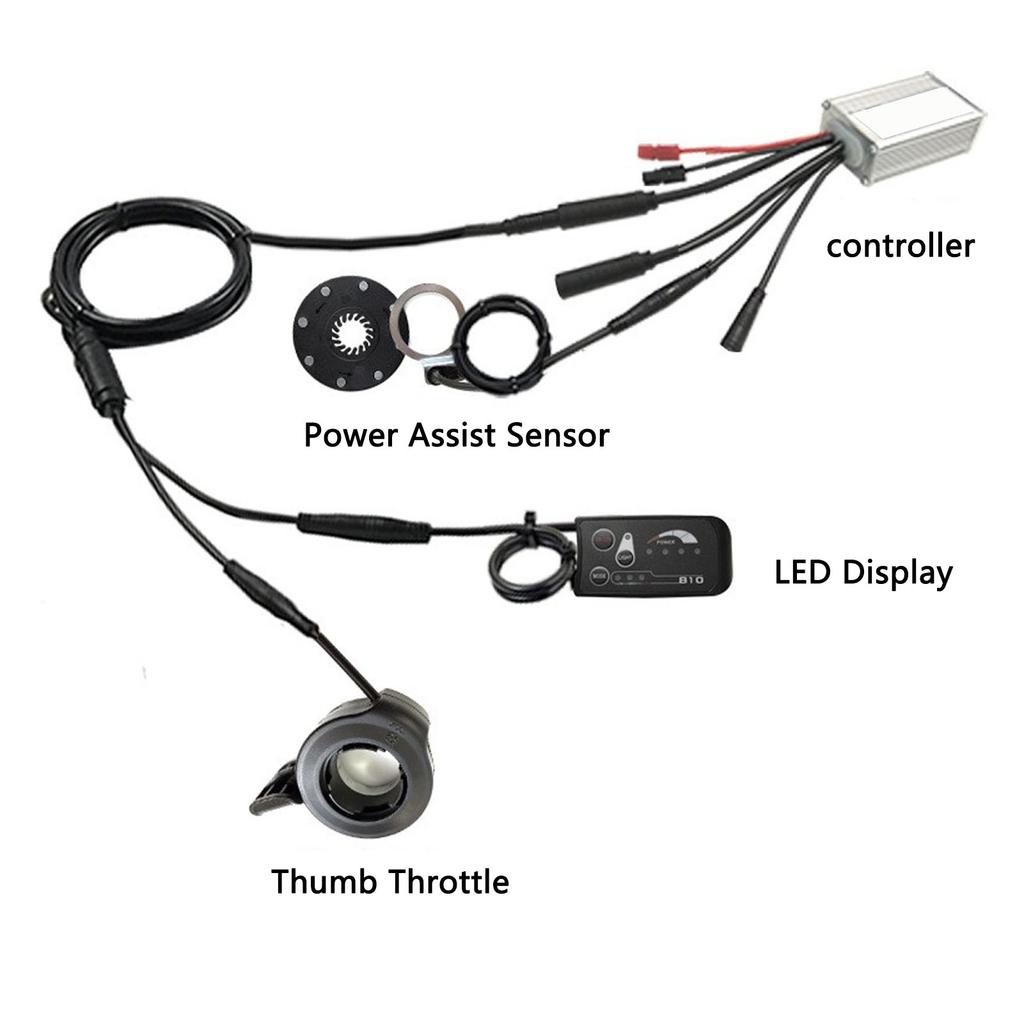 Bicycle Lithium Battery Conversion Kit 15A Controller LED S810 Display 1 to 2 Connecting Line Kit for 250W 300W Motor
