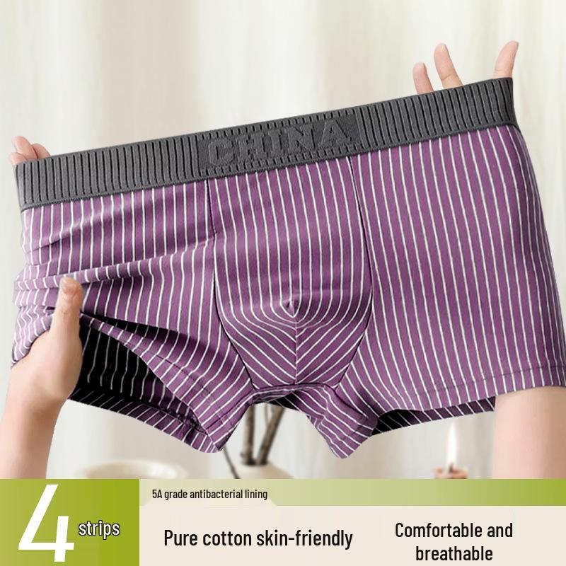 

Men s Striped Cotton Boxer Briefs - Antibacterial & Breathable for All Seasons 3XL [70-80 kg] Яскраво-рожевий