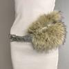Spicy Girl Style Leather Fur Belt Rhinestone Plush Waist Belt Furry Waistband  Female/Girls