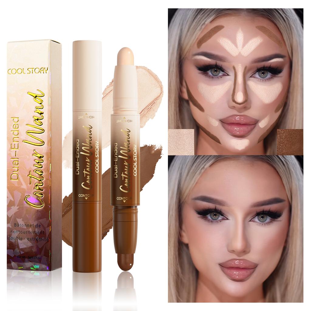 Double-head Highlight Shadow Stick Face Bronzer Contouring Pen Foundation Cream Concealer Makeup Base Beauty Women's Cosmetics
