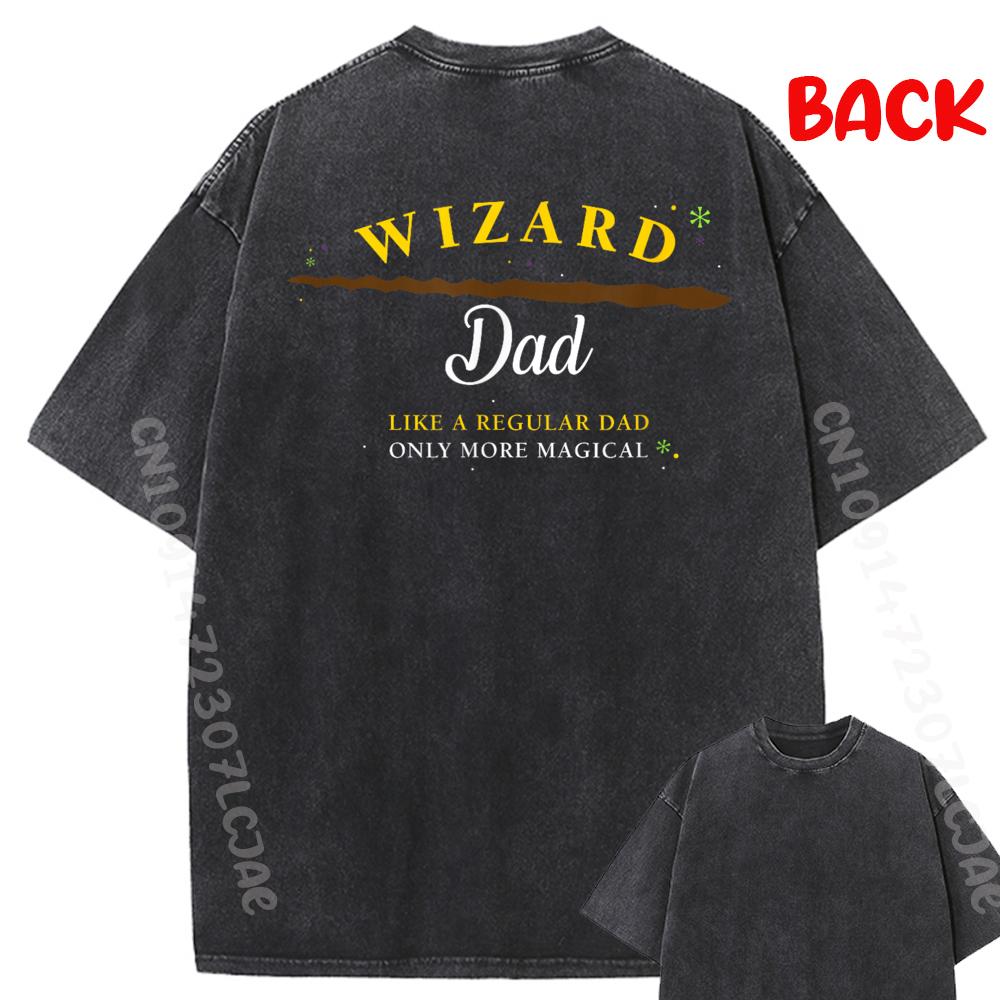 Wizard Dad Shirt Funny Cute Magical Washed T Shirt XS Graphic T Shirts Youth New Year Tshirt Men Christmas