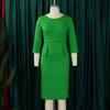 Women's Autumn New Fashion Temperament Elegant Solid Color Ruffled Edge Wrapped Buttock Dress